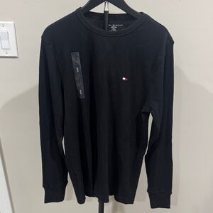 Tommy Hilfiger Black Long-Sleeve Waffle Thermal Tee
